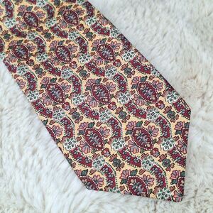 Zianetti Vintage Yellow Red Green Medallion Itallian Silk Tie Necktie Mens USA